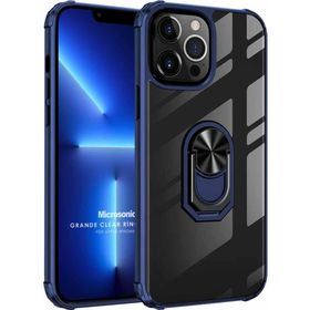 Microsonic Apple iPhone 13 Pro Grande Clear Ring Holder Lacivert Cep Telefonu Kılıfı