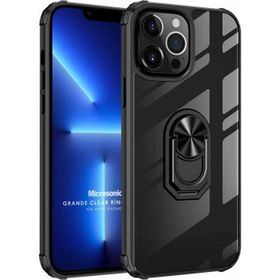 Microsonic Apple iPhone 13 Pro Grande Clear Ring Holder Siyah Cep Telefonu Kılıfı