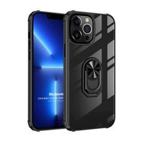 Microsonic Apple iPhone 13 Pro Grande Clear Ring Holder Siyah Cep Telefonu Kılıfı