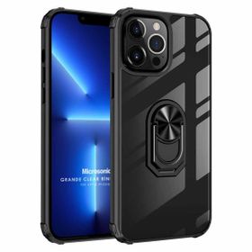 Microsonic Apple iPhone 13 Pro Grande Clear Ring Holder Siyah Cep Telefonu Kılıfı