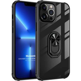 Microsonic Apple iPhone 13 Pro Grande Clear Ring Holder Siyah Cep Telefonu Kılıfı
