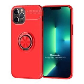 Microsonic Apple iPhone 13 Pro Kickstand Ring Holder Kırmızı Cep Telefonu Kılıfı