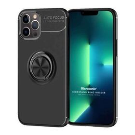 Microsonic Apple iPhone 13 Pro Kickstand Ring Holder Siyah Cep Telefonu Kılıfı