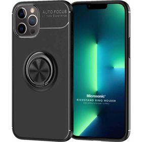 Microsonic Apple iPhone 13 Pro Kickstand Ring Holder Siyah Cep Telefonu Kılıfı