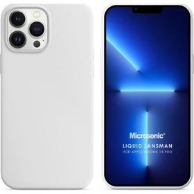 Microsonic Apple iPhone 13 Pro Liquid Lansman Silikon Beyaz Cep Telefonu Kılıfı
