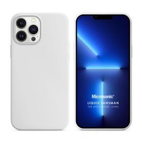 Microsonic Apple iPhone 13 Pro Liquid Lansman Silikon Beyaz Cep Telefonu Kılıfı