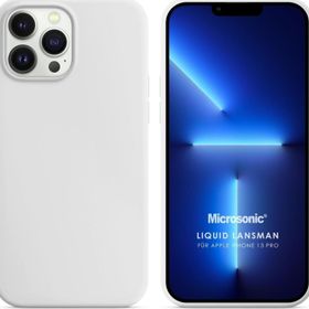 Microsonic Apple iPhone 13 Pro Liquid Lansman Silikon Beyaz Cep Telefonu Kılıfı