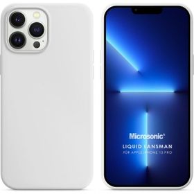 Microsonic Apple iPhone 13 Pro Liquid Lansman Silikon Beyaz Cep Telefonu Kılıfı