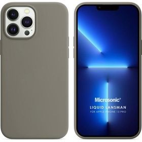 Microsonic Apple iPhone 13 Pro Liquid Lansman Silikon Gri Cep Telefonu Kılıfı