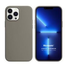 Microsonic Apple iPhone 13 Pro Liquid Lansman Silikon Gri Cep Telefonu Kılıfı