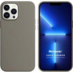 Microsonic Apple iPhone 13 Pro Liquid Lansman Silikon Gri Cep Telefonu Kılıfı