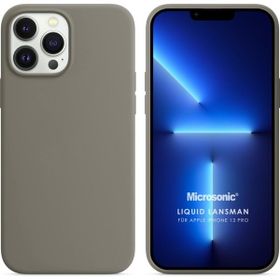 Microsonic Apple iPhone 13 Pro Liquid Lansman Silikon Gri Cep Telefonu Kılıfı