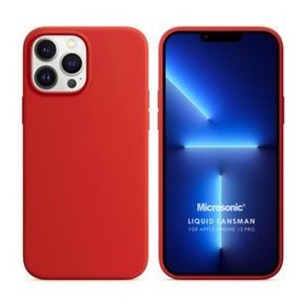 Microsonic Apple iPhone 13 Pro Liquid Lansman Silikon Kırmızı Cep Telefonu Kılıfı