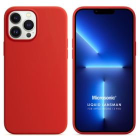 Microsonic Apple iPhone 13 Pro Liquid Lansman Silikon Kırmızı Cep Telefonu Kılıfı