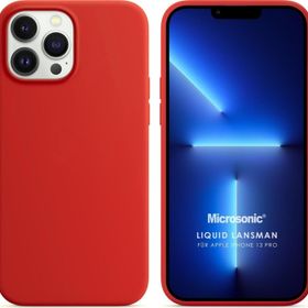 Microsonic Apple iPhone 13 Pro Liquid Lansman Silikon Kırmızı Cep Telefonu Kılıfı