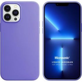 Microsonic Apple iPhone 13 Pro Liquid Lansman Silikon Lila Cep Telefonu Kılıfı