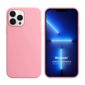 Microsonic Apple iPhone 13 Pro Liquid Lansman Silikon Pembe Cep Telefonu Kılıfı