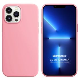 Microsonic Apple iPhone 13 Pro Liquid Lansman Silikon Pembe Cep Telefonu Kılıfı