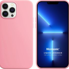 Microsonic Apple iPhone 13 Pro Liquid Lansman Silikon Pembe Cep Telefonu Kılıfı