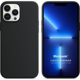 Microsonic Apple iPhone 13 Pro Liquid Lansman Silikon Siyah Cep Telefonu Kılıfı