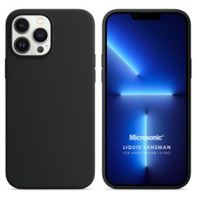 Microsonic Apple iPhone 13 Pro Liquid Lansman Silikon Siyah Cep Telefonu Kılıfı