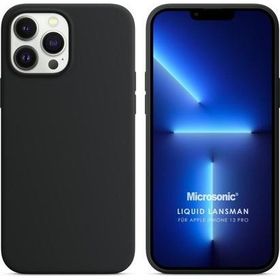Microsonic Apple iPhone 13 Pro Liquid Lansman Silikon Siyah Cep Telefonu Kılıfı