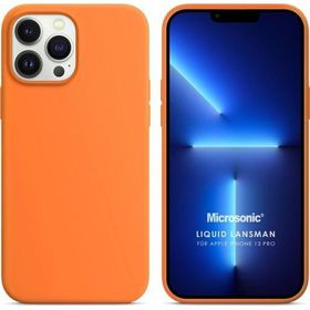 Microsonic Apple iPhone 13 Pro Liquid Lansman Silikon Turuncu Cep Telefonu Kılıfı