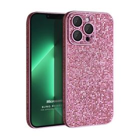 Microsonic Apple iPhone 13 Pro Max Bling Rhinestones Mor Cep Telefonu Kılıfı