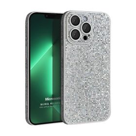 Microsonic Apple iPhone 13 Pro Max Bling Rhinestones Mor Cep Telefonu Kılıfı