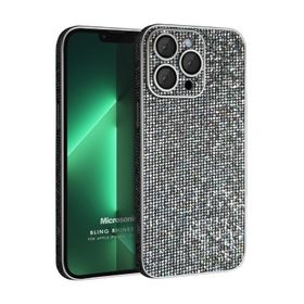 Microsonic Apple iPhone 13 Pro Max Bling Rhinestones Mor Cep Telefonu Kılıfı