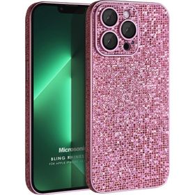Microsonic Apple iPhone 13 Pro Max Bling Rhinestones Mor Cep Telefonu Kılıfı