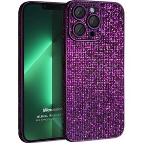 Microsonic Apple iPhone 13 Pro Max Bling Rhinestones Mor Cep Telefonu Kılıfı