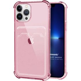 Microsonic Apple iPhone 13 Pro Max Card Slot Shock Pembe Cep Telefonu Kılıfı