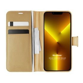 Microsonic Apple iPhone 13 Pro Max Delux Leather Wallet Gold Cep Telefonu Kılıfı