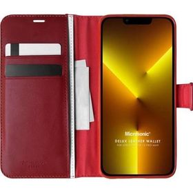 Microsonic Apple İphone 13 Pro Max Delux Leather Wallet Kırmızı Cep Telefonu Kılıfı