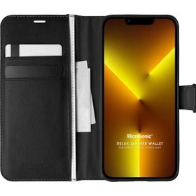 Microsonic Apple İphone 13 Pro Max Delux Leather Wallet Siyah Cep Telefonu Kılıfı
