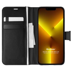 Microsonic Apple İphone 13 Pro Max Delux Leather Wallet Siyah Cep Telefonu Kılıfı