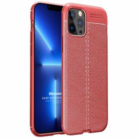 Microsonic Apple iPhone 13 Pro Max Deri Dokulu Silikon Kırmızı Cep Telefonu Kılıfı