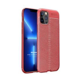Microsonic Apple iPhone 13 Pro Max Deri Dokulu Silikon Mavi Cep Telefonu Kılıfı
