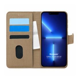 Microsonic Apple iPhone 13 Pro Max Fabric Book Wallet Gold Cep Telefonu Kılıfı