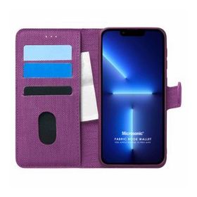 Microsonic Apple iPhone 13 Pro Max Fabric Book Wallet Mor Cep Telefonu Kılıfı