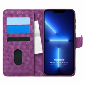 Microsonic Apple iPhone 13 Pro Max Fabric Book Wallet Mor Cep Telefonu Kılıfı