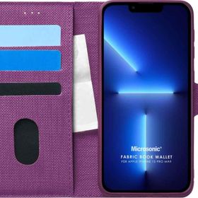 Microsonic Apple iPhone 13 Pro Max Fabric Book Wallet Mor Cep Telefonu Kılıfı