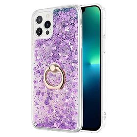 Microsonic Apple iPhone 13 Pro Max Glitter Liquid Holder Mor Cep Telefonu Kılıfı