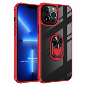 Microsonic Apple iPhone 13 Pro Max Grande Clear Ring Holder Kırmızı Cep Telefonu Kılıfı