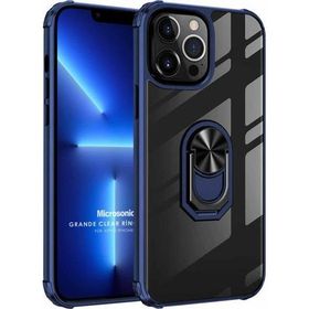 Microsonic Apple iPhone 13 Pro Max Grande Clear Ring Holder Lacivert Cep Telefonu Kılıfı