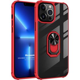 Microsonic Apple iPhone 13 Pro Max Grande Clear Ring Holder Siyah Cep Telefonu Kılıfı