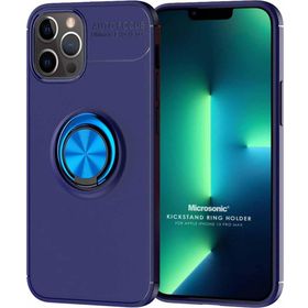 Microsonic Apple iPhone 13 Pro Max Kickstand Ring Holder Lacivert Cep Telefonu Kılıfı