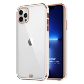 Microsonic Apple iPhone 13 Pro Max Laser Plated Soft Beyaz Cep Telefonu Kılıfı
