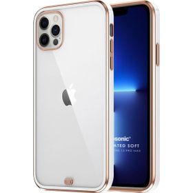 Microsonic Apple iPhone 13 Pro Max Laser Plated Soft Beyaz Cep Telefonu Kılıfı